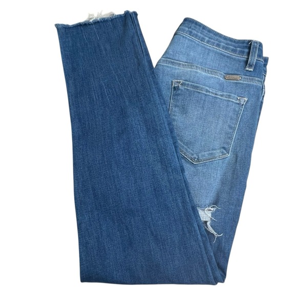 Kancan Womens 29 Medium Wash Mid Rise Distressed Slim Straight Stretch‎ Jeans - Picture 1 of 8